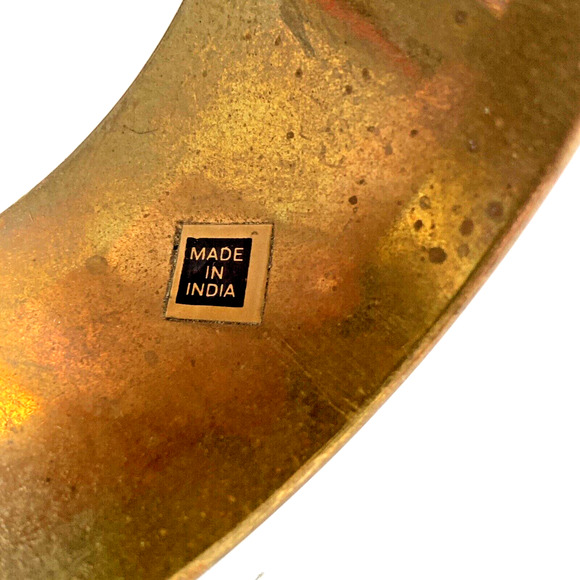 Chunky Brass Bangle Bracelet Silver Gold & Copper Finish Made in India Boho - Picture 4 of 8